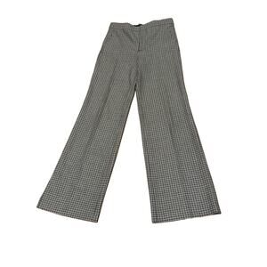 Zara Woman Studio Medium Tall Wool Blend Trousers dress Pants Houndstooth Plaid